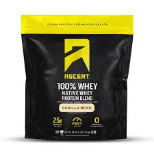 Ascent 100% Whey, Native Whey Protein Blend, Vanilla Bean, 4.25 lbs