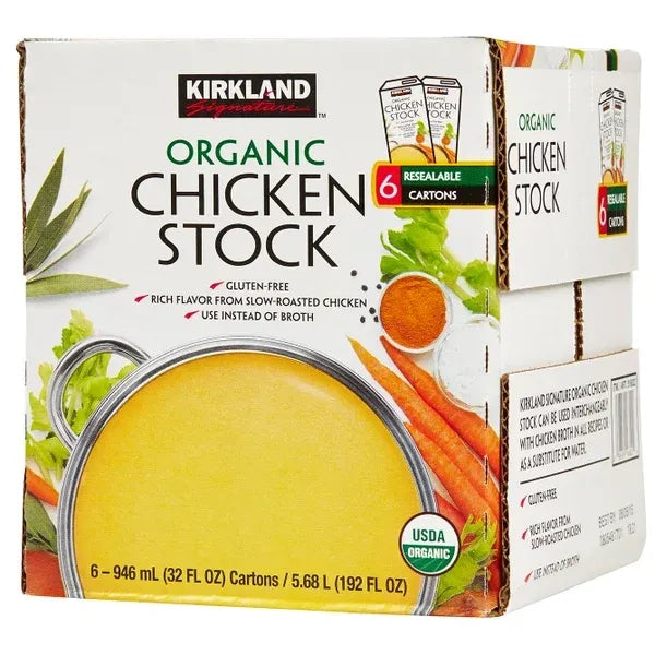 Kirkland Signature, Organic Chicken Stock, 32 fl oz, 6-Count