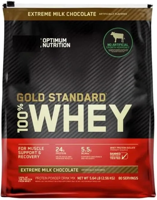 Optimum Nutrition Gold Standard 100% Whey Protein Powder, Extreme Milk Chocolate, 5.64 lbs