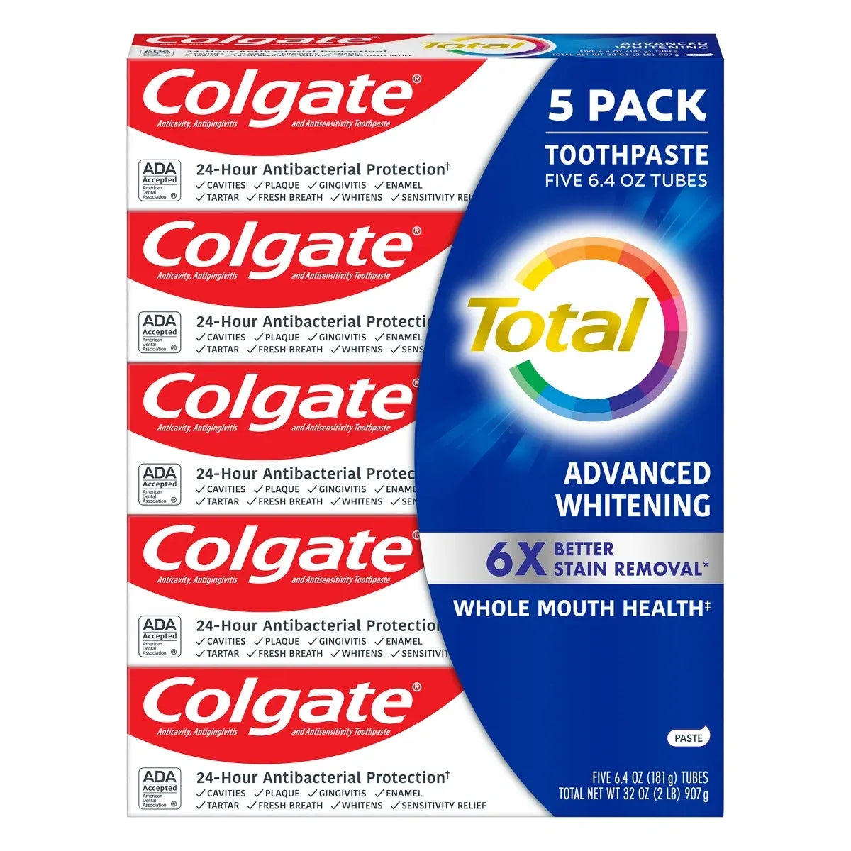 Colgate Advanced Whitening 6.4 oz, 5-pack