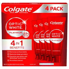 Colgate Optic White Platinum Toothpaste, 4.1 oz, 4-pack