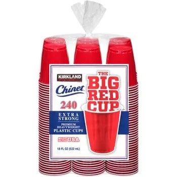 Kirkland Signature Chinet 18 oz Plastic Cup, Red, 240-count